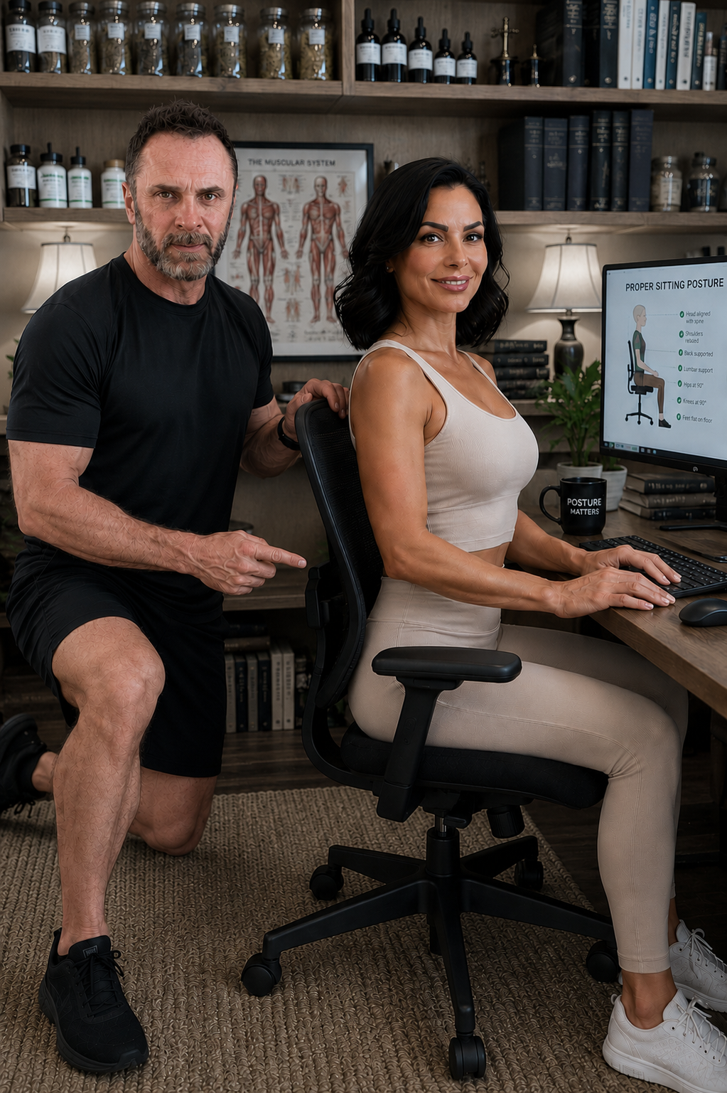Vincent coaching proper sitting and desk posture